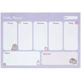   Pusheen cicás jegyzettömb, heti tervező tömb, A/4, Moments, lila