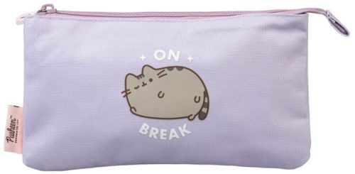 Pusheen cicás tolltartó, beledobálós, 3 rekeszes, 21x12x2cm, Moments, lila