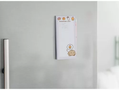 Pusheen cicás notesz, jegyzettömb, 10x21cm, mágneses, Moments, lila