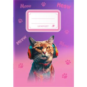 Süni tűzött füzet A/5, 32 lap lecke, ICO, cats, cicás