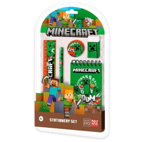   Minecraft Boom írószer szett 5 db-os (notesz, vonalzó, ceruza, radír, hegyező)