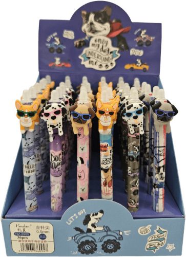 Radírozható zseléstoll, nyomógombos, 0,5mm, kutyás (HZ-2905)