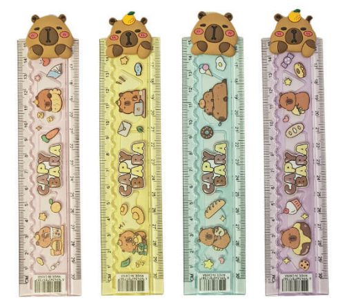 Kapibara vonalzó 2x15cm, szétnyitható, műanyag, többféle változat