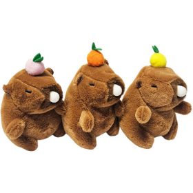   Kapibara plüss kulcstartó, rágógumis, gyümölcssel, kb. 12 cm, többféle