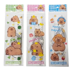   Vonalzókészlet, közepes, műanyag, 4 db-os, hajlítható, (egyenes 20cm, szögmérő, háromszög), kapibarás csomagolásban