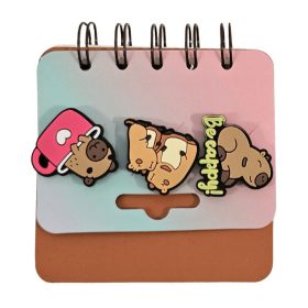   Kapibara spirál notesz figura díszekkel, 8x8,5cm, többféle változat