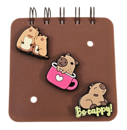 Kapibara spirál notesz figura díszekkel, 8x8,5cm, többféle változat