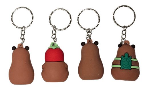 Kapibara kulcstartó, műanyag, 4x2,5cm, 4 féle