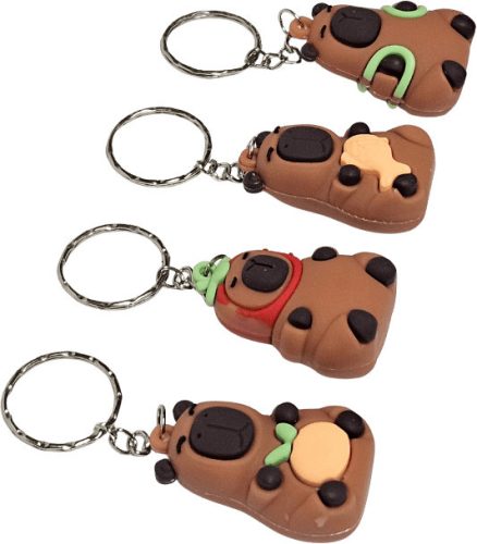 Kapibara kulcstartó, műanyag, 4x2,5cm, 4 féle