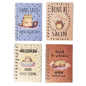 Cicás spirál notesz, 7x10, vonalas, többféle változat