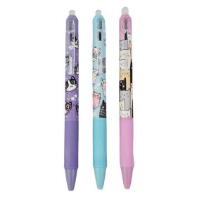 Radírozható zseléstoll, nyomógombos, 0,5mm, cicás 