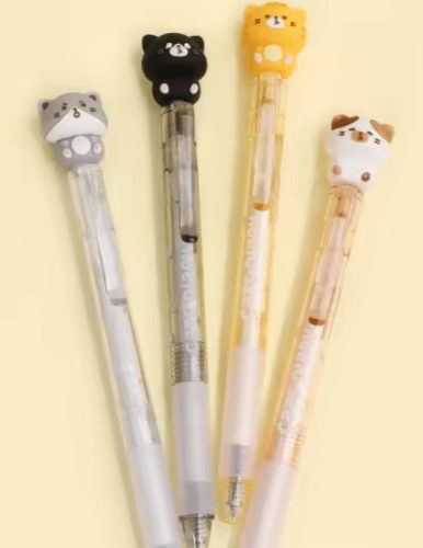 Radírozható zseléstoll, nyomógombos, 0,5mm, cicás, többféle változat