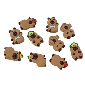   Kapibara gumi figura szett, kétoldalú ragasztóval, 10 db/csomag, kb. 2,5cm-es