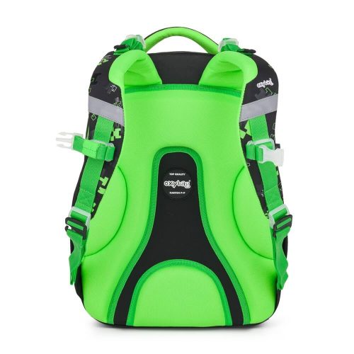 OXY Next iskolatáska szett, hátizsák tolltartóval és tornazsákkal, Green cube, Minecraft mintás