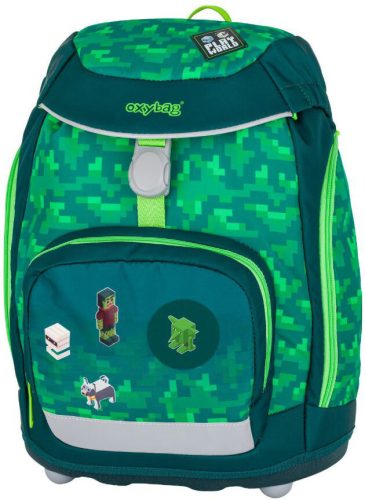 OXY Sherpy iskolatáska szett, hátizsák tolltartóval, tornazsákkal és extra díszekkel, Playworld, Minecraft mintás