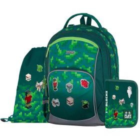  OXY GO iskolatáska szett, hátizsák tolltartóval és tornazsákkal, Minecraft mintás, Playworld