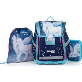   Pegazus csatos ergonómikus iskolatáska tolltartóval és tornazsákkal, Premium Light, kék