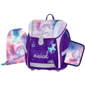   OXY Premium Light mágneszáras iskolatáska szett tolltartóval és tornazsákkal, Pegas