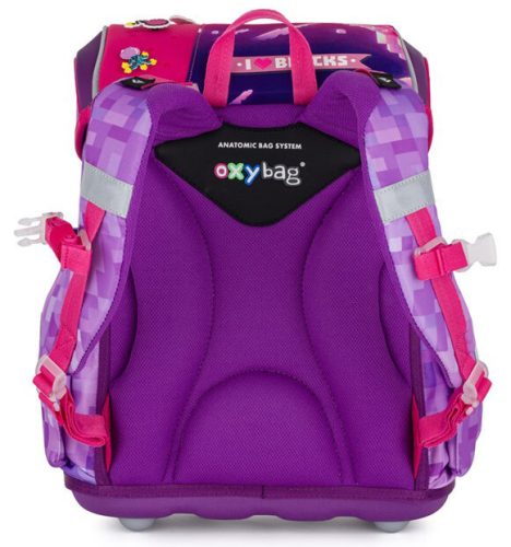 OXY Premium csatos iskolatáska szett tolltartóval és tornazsákkal, Playworld Girl, rózsaszín-lila