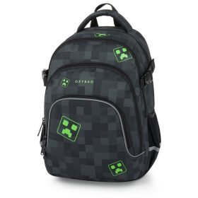  OXY Scooler hátizsák, iskolatáska, 4 rekeszes, 43x32x20cm, Cubes, Minecraft mintás