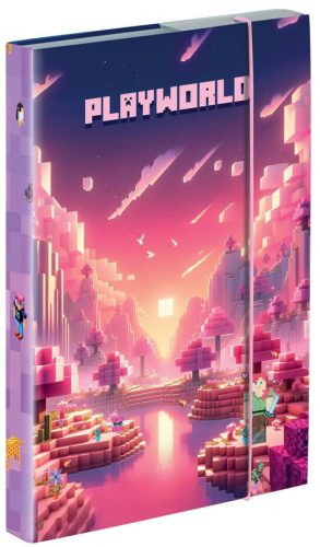 Minecraft mintás füzetbox A/5, Playworld Girl, lila-rózsaszín