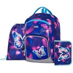   OXY GO iskolatáska szett, hátizsák tolltartóval és tornazsákkal, Butterfly, lepkés