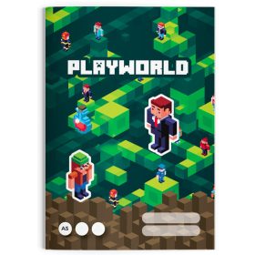   Playworld, Minecraft mintás tűzött füzet A/5, 32 lap vonalas 1.osztály (14-32)