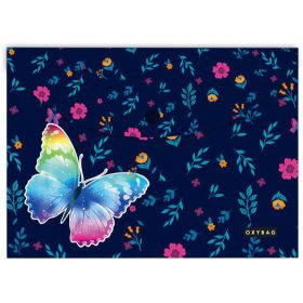   Irattartó tasak A/4, patentos, műanyag, Butterfly, lepkés, sötétkék
