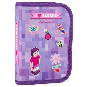   Minecraft mintás tolltartó klapnis, üres, OXY 2026, Playworld Girl, lila-rózsaszín