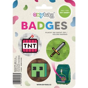   Öntapadós jelvényszett OXY Sherpy hátizsákhoz, 3 db/szett, OXY Sherpy Game, minecraft mintás
