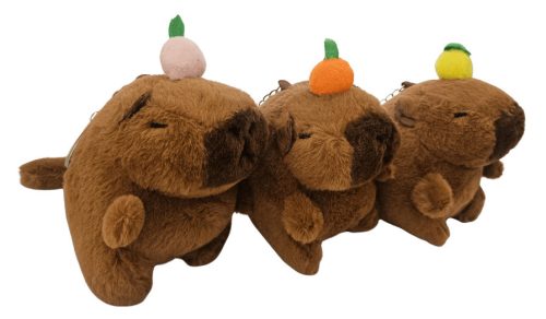 Kapibara plüss kulcstartó, táskadísz, kb. 12 cm, pörgő farokkal, 3 féle