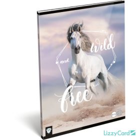   Lizzy Card lovas tűzött füzet A/4, 32 lap kockás, Wild and Free, fehér ló