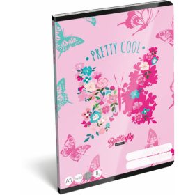   Lollipop Cute Butterfly tűzött füzet A/5, 32 lap vonalas 2.osztály (16-32), lepkés