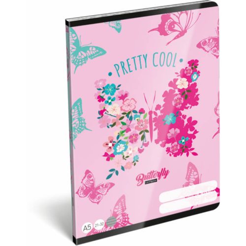 Lollipop Cute Butterfly tűzött füzet A/5, 40 lap vonalas, lepkés