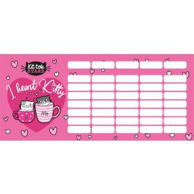   Kit Tok, Heart Kitty órarend mini 77x178mm, kétoldalas, cicás