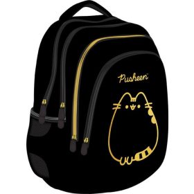  Pusheen cicás hátizsák, iskolatáska, 42x31x22cm, fekete-arany