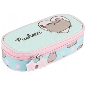   Pusheen cicás tolltartó, beledobálós, ovális, mentazöld