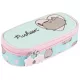 Pusheen cicás tolltartó, beledobálós, ovális, mentazöld