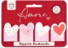 Szivecskés mágneses könyvjelző, 4 db/csomag, Amore