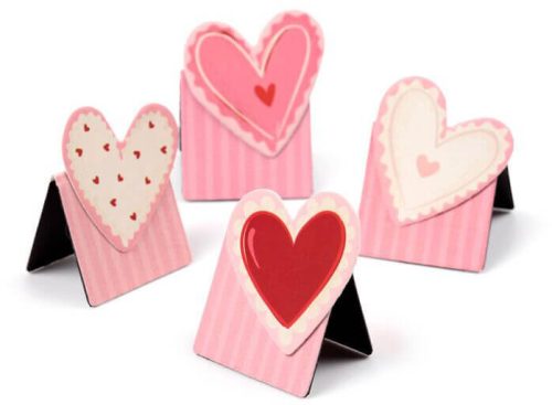 Szivecskés mágneses könyvjelző, 4 db/csomag, Amore