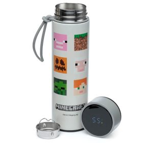   Minecraft mintás rozsdamentes acél thermo palack, digitális hőmérővel, 450 ml, Minecraft Skinek