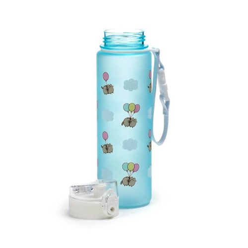 Pusheen cicás kulacs, 600ml, Pusheen macska lufikkal, kék