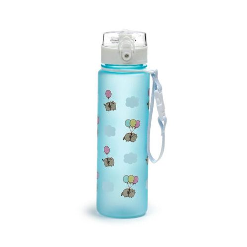 Pusheen cicás kulacs, 600ml, Pusheen macska lufikkal, kék