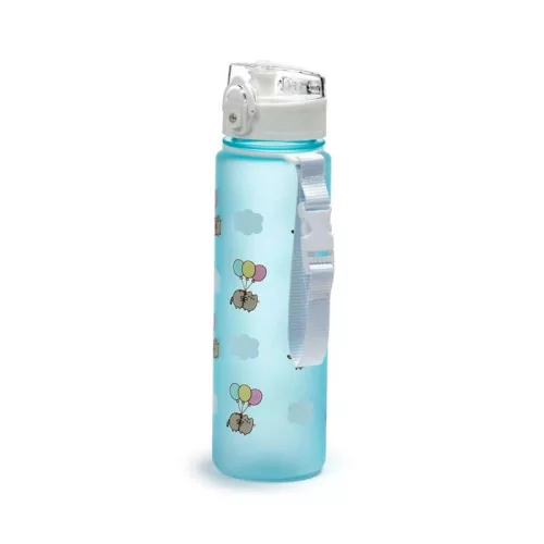 Pusheen cicás kulacs, 600ml, Pusheen macska lufikkal, kék