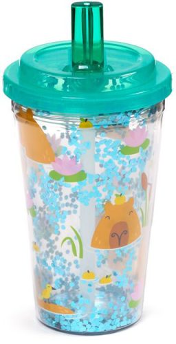 Kapibara pohár szívószálas tetővel, 500 ml