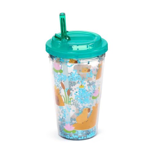 Kapibara pohár szívószálas tetővel, 500 ml
