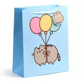   Pusheen cicás ajándéktáska, 33x26x12cm, nagy, macska lufikkal