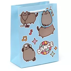   Pusheen cicás ajándéktáska, 23x17x9cm, közepes, Dance, kék