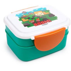   Minecraft mintás ételhordó, uzsonnás doboz szett, evőeszközökkel, Bento, Minecraft SSS… BOOM