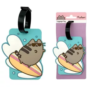 Pusheen cicás bőröndcímke, szörfös pusheen macska